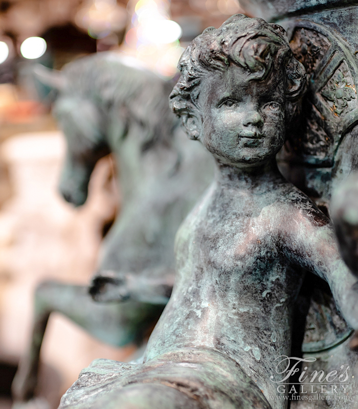 Search Result For Bronze Fountains  - Rare Patina Horse, Lion, Cherub Themed Bronze Fountain - BF-846