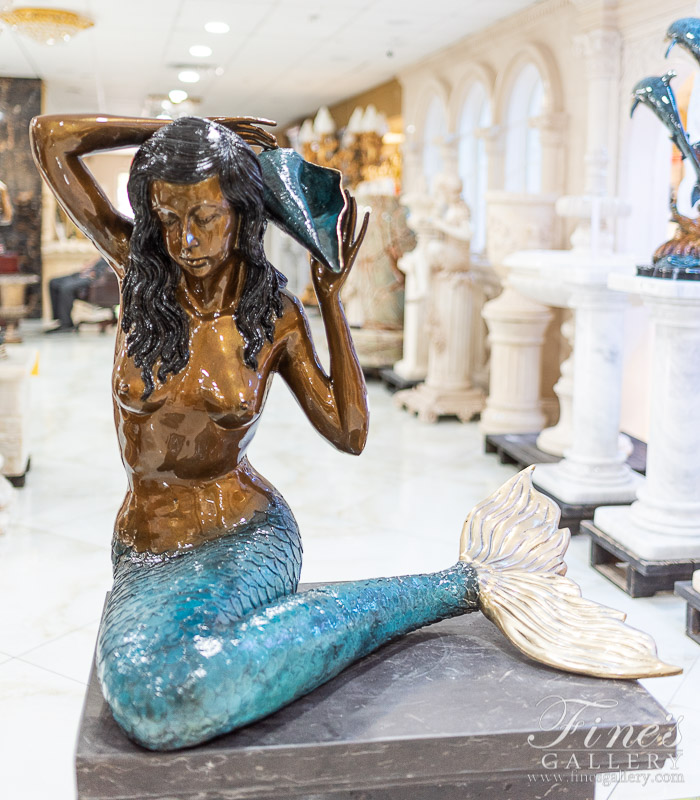 Bronze Fountains  - Kneeling Bronze Mermaid Fountain - BF-850