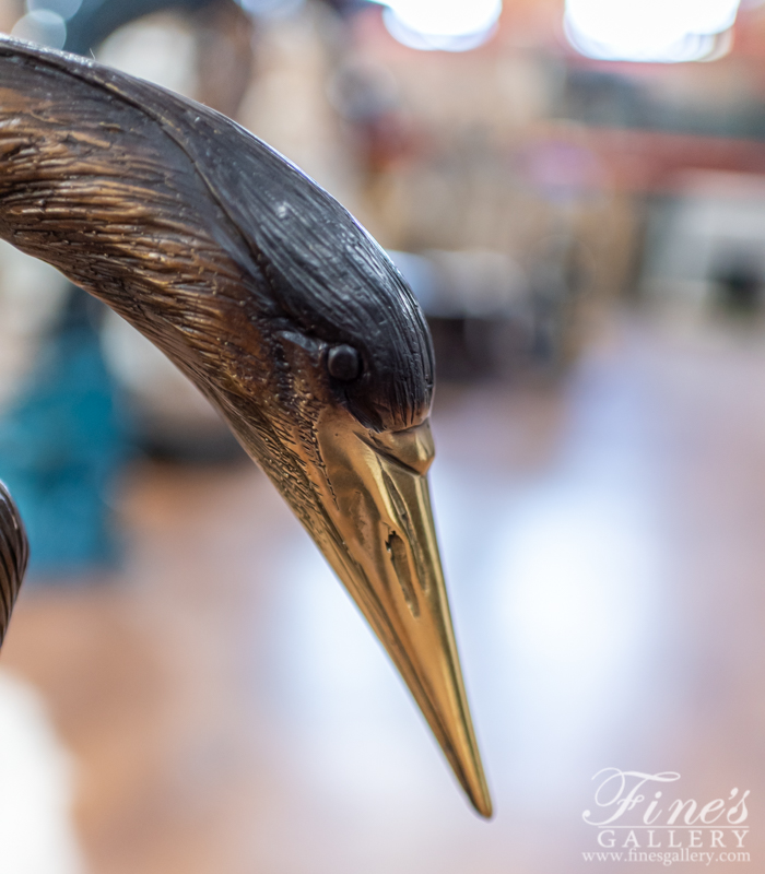 Bronze Fountains  - Heron Pair In Reeds Bronze Fountain - BF-859