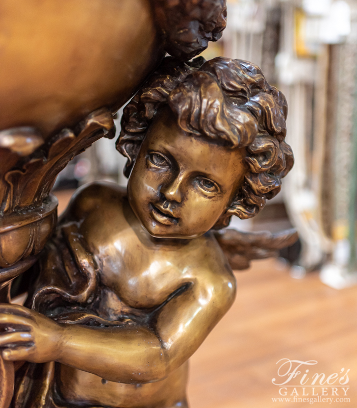 Bronze Fountains  - Bronze Cherub Garland Fountain - BF-862