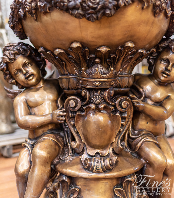 Bronze Fountains  - Bronze Cherub Garland Fountain - BF-862