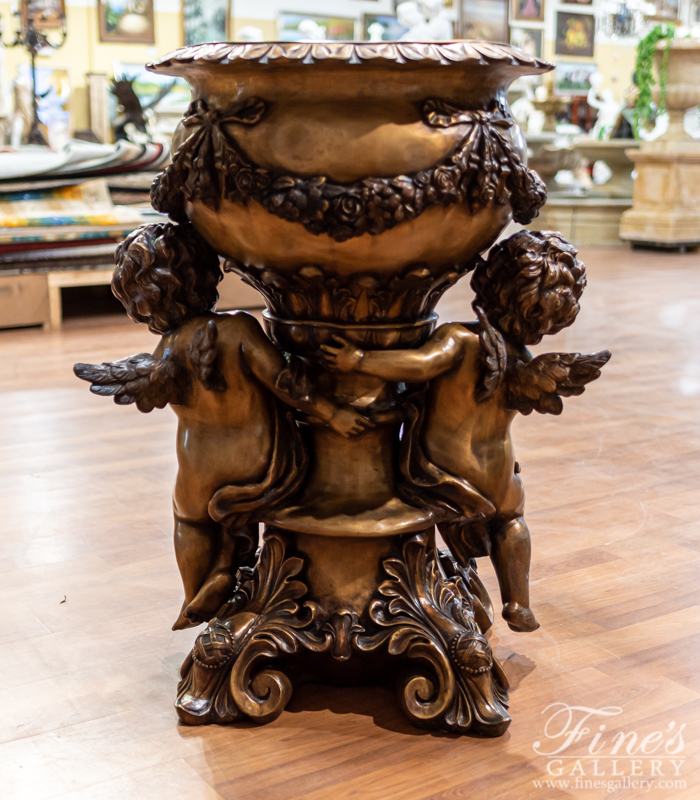 Bronze Fountains  - Bronze Cherub Garland Fountain - BF-862