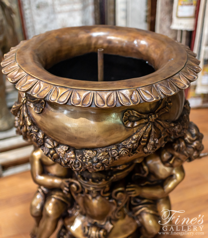 Bronze Fountains  - Bronze Cherub Garland Fountain - BF-862