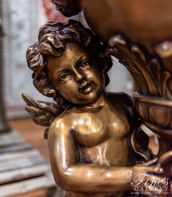 Bronze Fountains  - Bronze Cherub Garland Fountain - BF-862