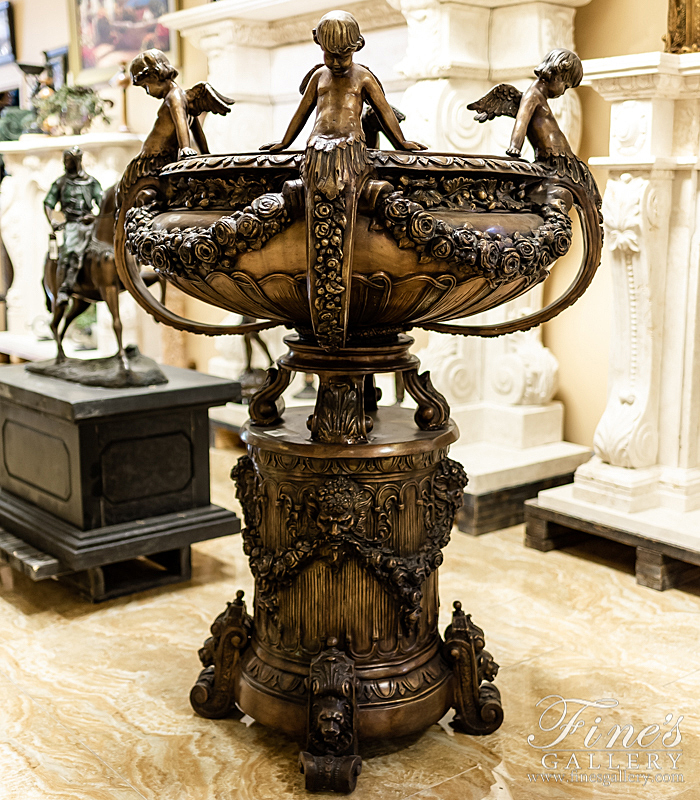 Bronze Fountains  - Four Winged Cherub Bronze Fountain - BF-863