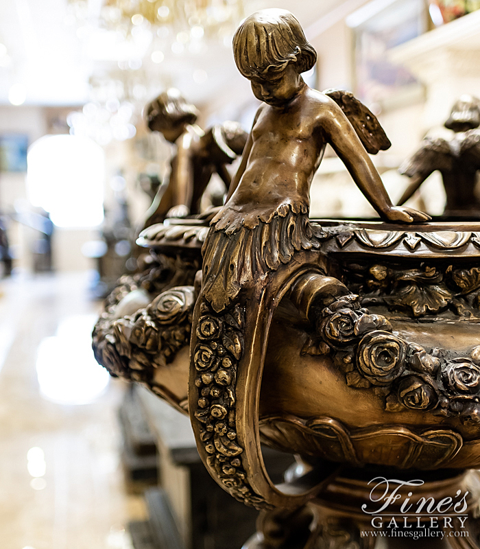 Bronze Fountains  - Four Winged Cherub Bronze Fountain - BF-863