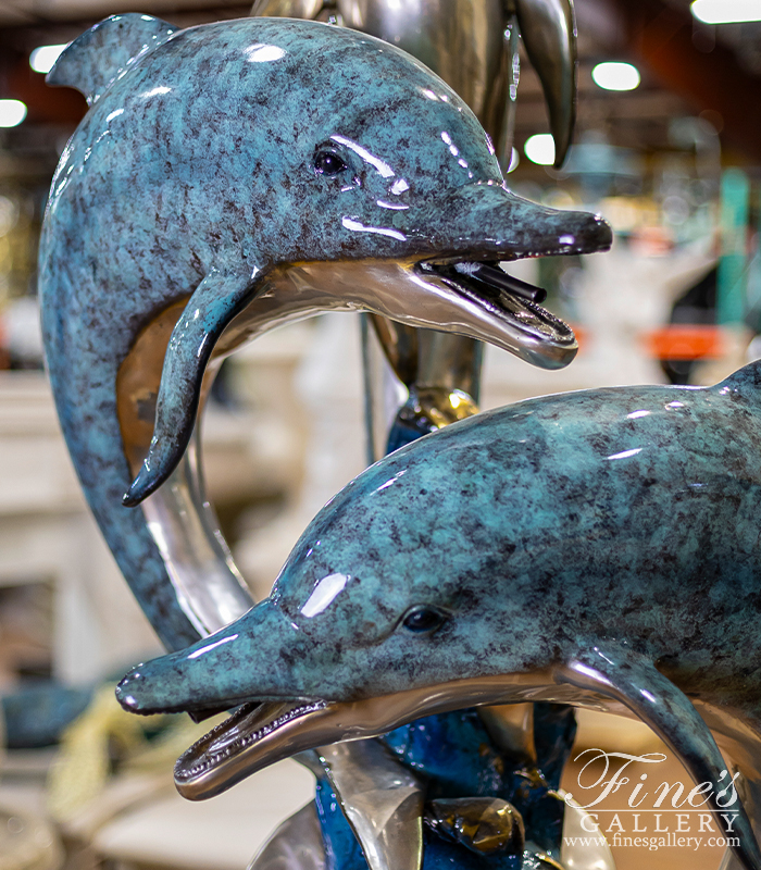 Bronze Fountains  - Synchronized Dolphins Bronze Fountain Feature - BF-869