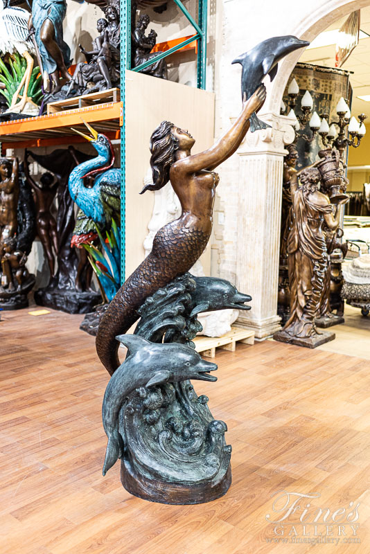 Bronze Fountains  - Mermaid With Jumping Dolphins - BF-883
