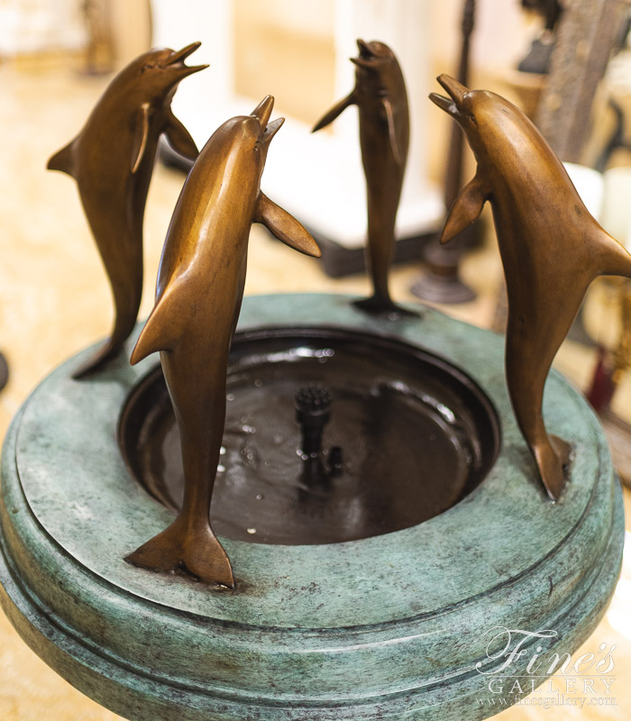 Bronze Fountains  - 46 Inch Standing Dolphins Fountain - BF-886