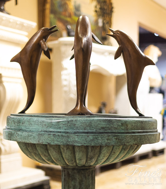 Bronze Fountains  - 46 Inch Standing Dolphins Fountain - BF-886