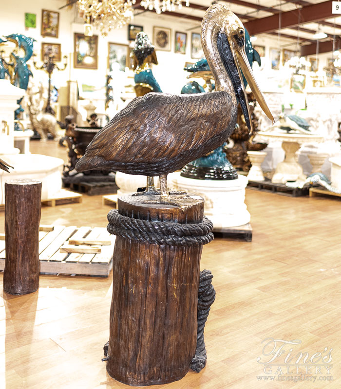 Bronze Fountains  - Pelican On Pier Bronze Fountain - BF-888