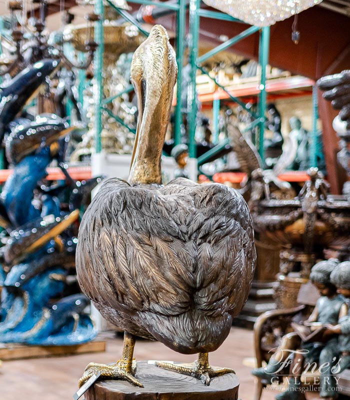 Bronze Fountains  - Pelican On Pier Bronze Fountain - BF-888