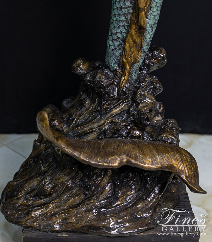 Bronze Fountains  - Standing Bronze Mermaid With Shell Fountain - BF-898