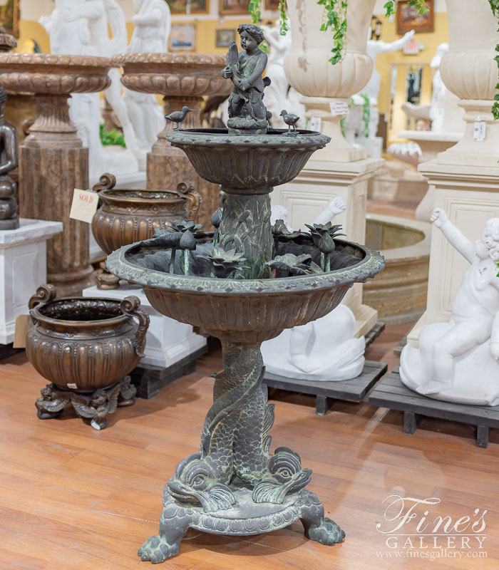 Bronze Fountains  - Vintage Tiered Fountain In Patina Bronze  - BF-921