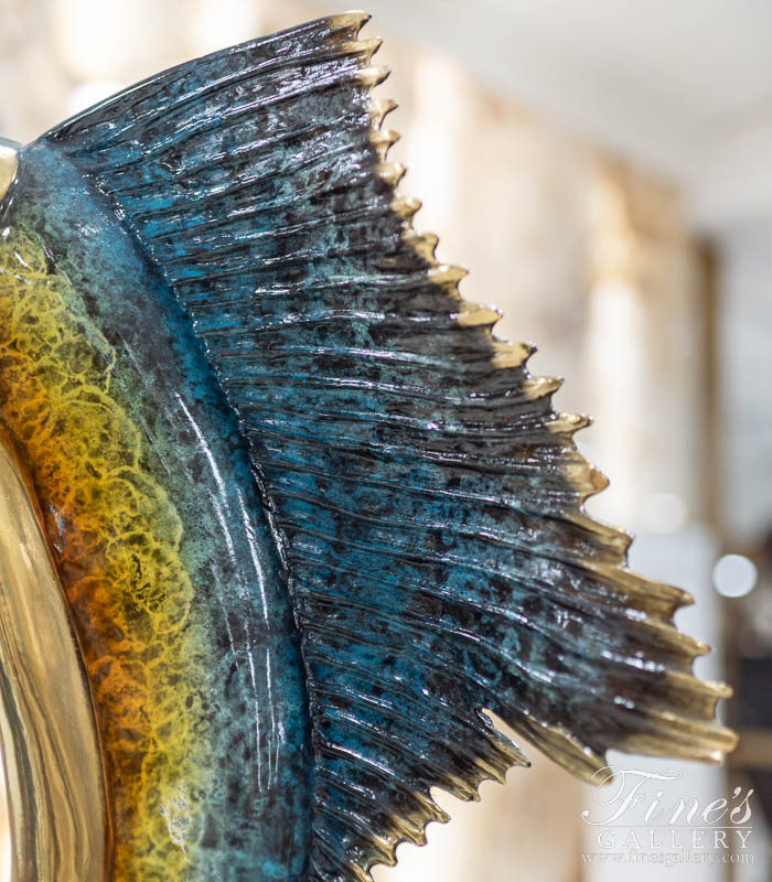 Bronze Fountains  - Bronze Sailfish In An Onyx Catch Basin - BF-931