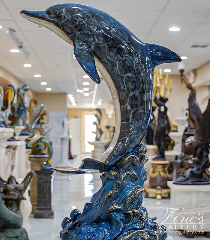 Bronze Fountains  - Single Bronze Dolphin Fountain - BF-936