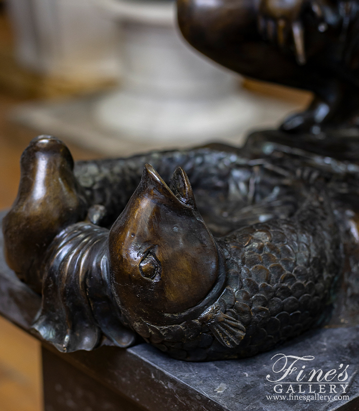 Bronze Fountains  - Curious Boy With Frog And Fish Bronze Fountain - BF-938