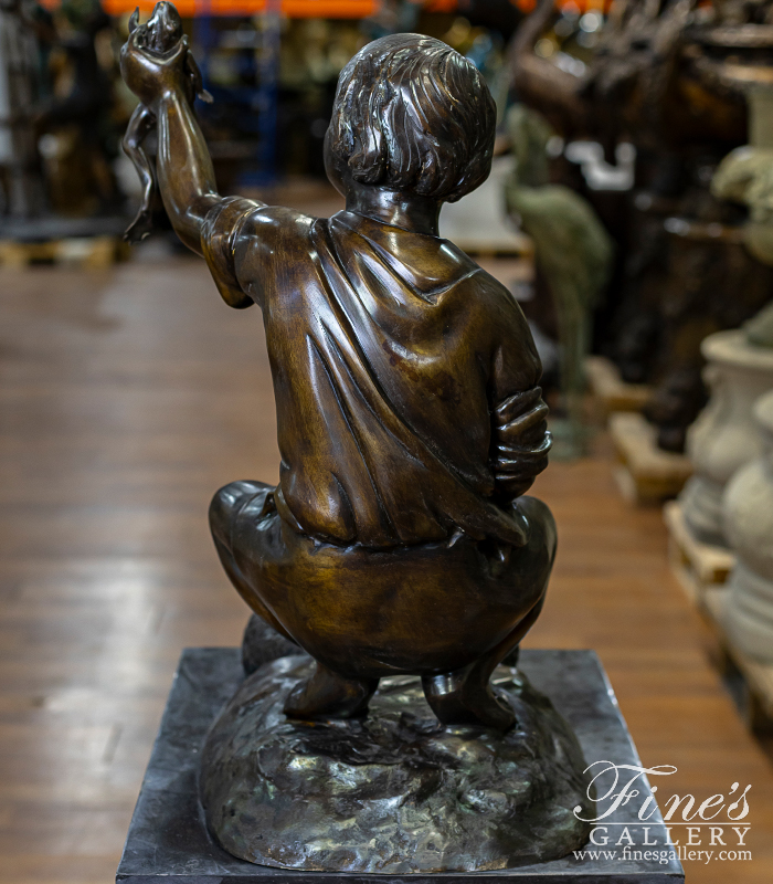 Bronze Fountains  - Curious Boy With Frog And Fish Bronze Fountain - BF-938