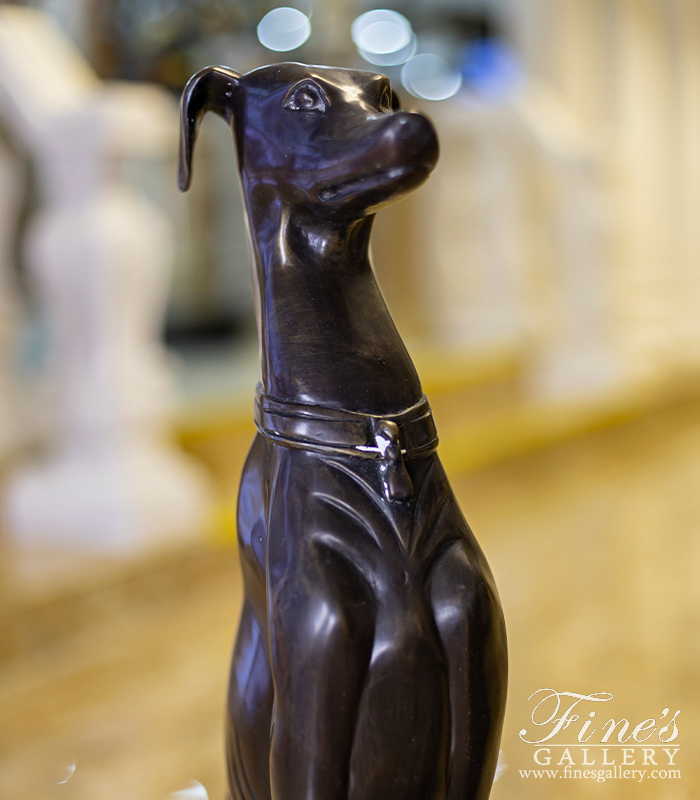 Bronze Statues  - Seated Bronze Whippet - BS-1077