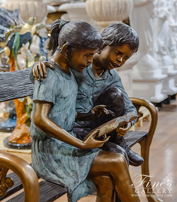 Bronze Statues  - First Love Kids On Bench - BS-120