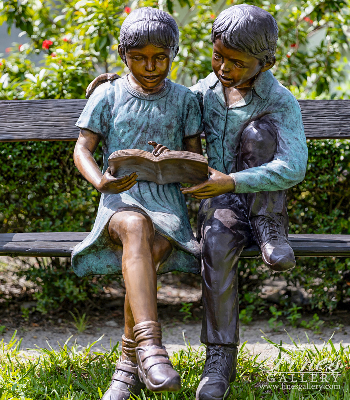 Bronze Statues  - First Love Kids On Bench - BS-120