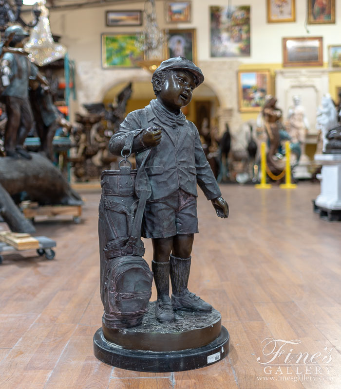 Bronze Statues  - Young Child Golfer Bronze Statue - BS-129