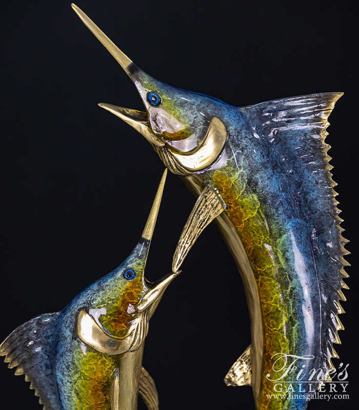 Bronze Statues  - Dueling Marlins Bronze Statue - BS-1324