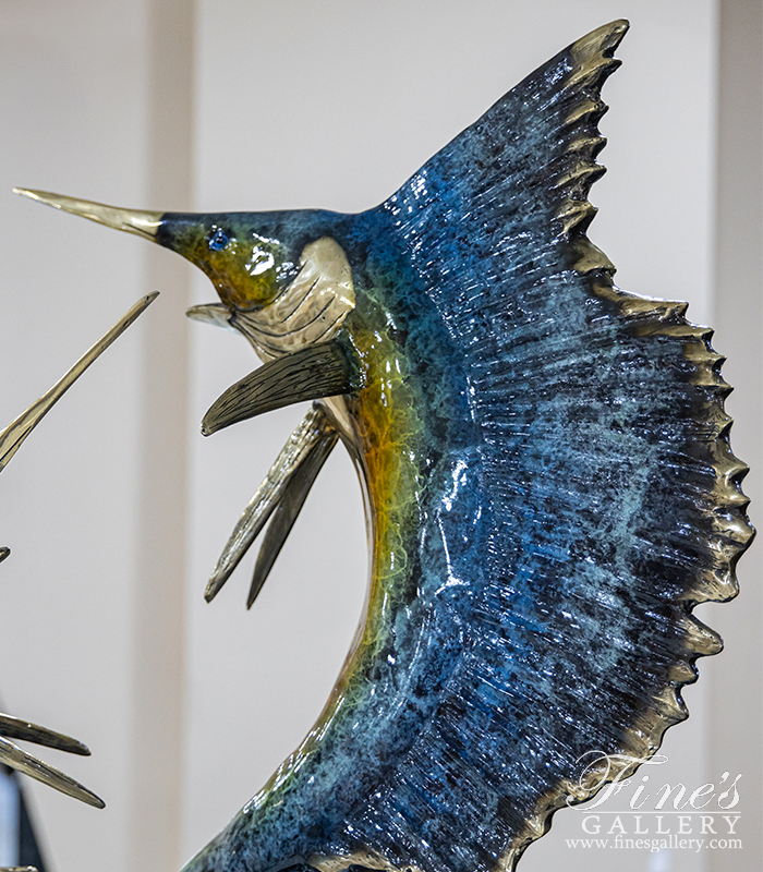 Bronze Statues  - Sailfish & Mahi Mahi Bronze Statue - BS-1333