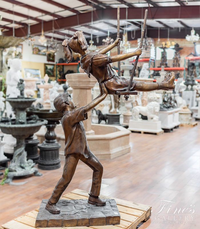 Bronze Statues  - Children Swinging Bronze Statue - BS-1336