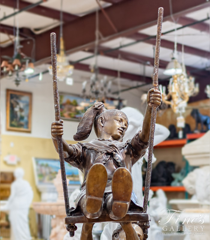 Bronze Statues  - Children Swinging Bronze Statue - BS-1336