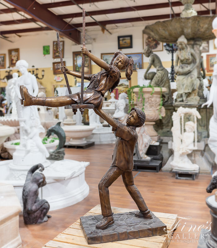 Bronze Statues  - Children Swinging Bronze Statue - BS-1336