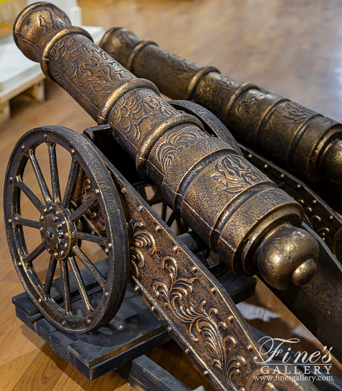 Bronze Statues  - Cast Iron Cannon Pair - BS-1352