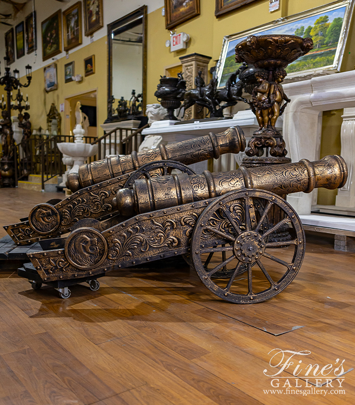 Bronze Statues  - Cast Iron Cannon Pair - BS-1352