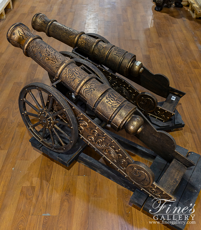 Bronze Statues  - Cast Iron Cannon Pair - BS-1352