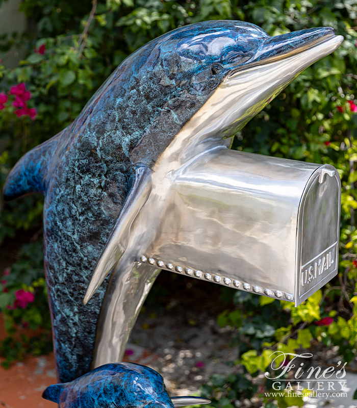 Bronze Statues  - Bronze Dolphin Mailbox - BS-1424