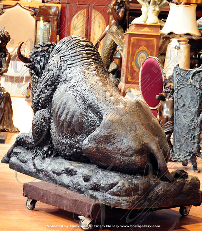 Bronze Statues  - Resting Bronze Bison Statue - BS-1435