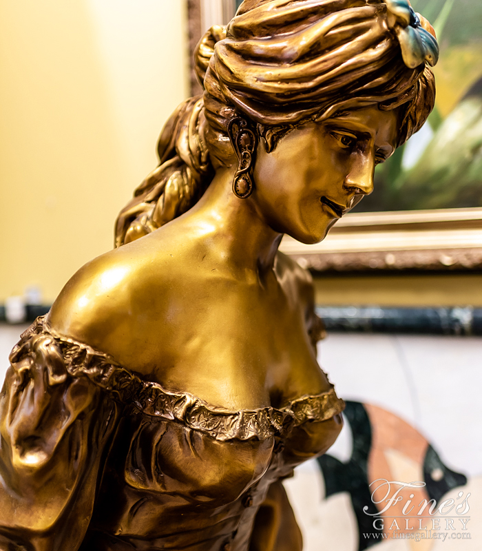 Bronze Statues  - Cast Bronze Lady Wheelbarrel - BS-1447