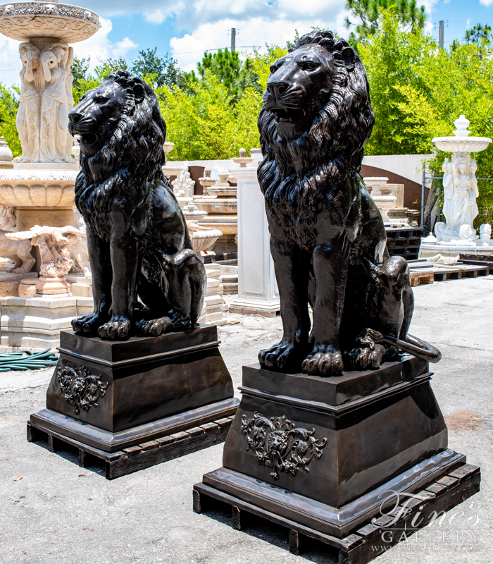 Bronze Statues  - Extra Large Bronze Lion Pair - BS-1515