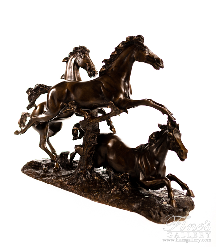 Bronze Statues  - Three Bronze Horses Sculpture - BS-1522
