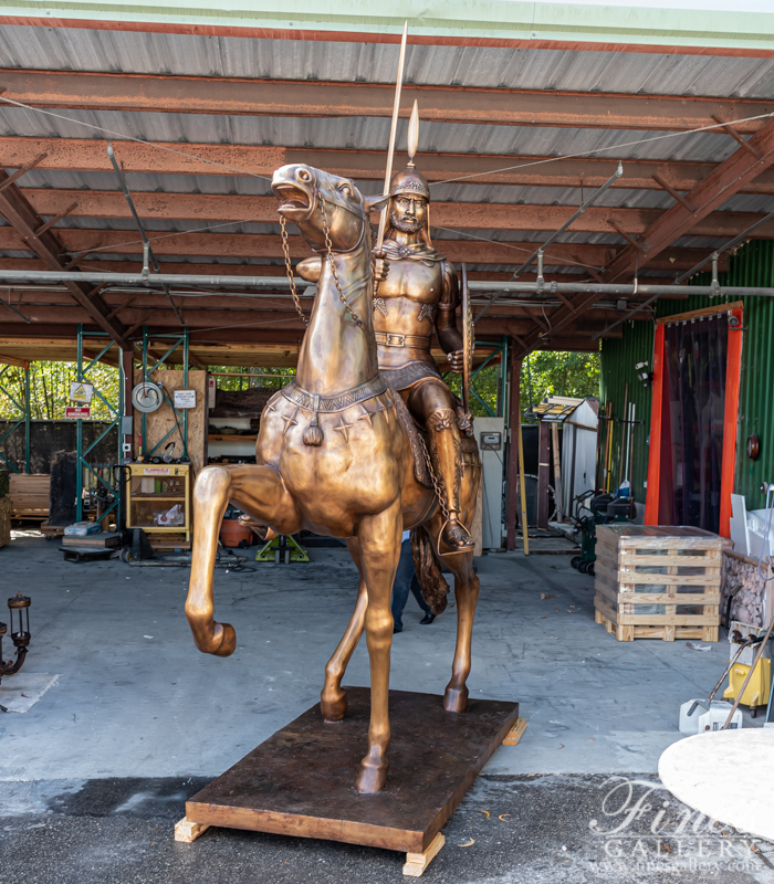 Bronze Statues  - Bronze Medeival Horse And Soldier - BS-1568