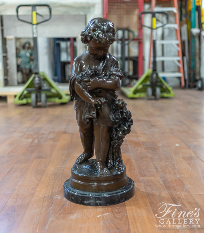 Bronze Statues  - Bronze Child With Flowers - BS-1581