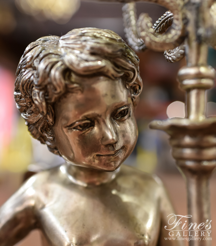 Bronze Statues  - Silver Bronze Boy Candelabra - BS-1613