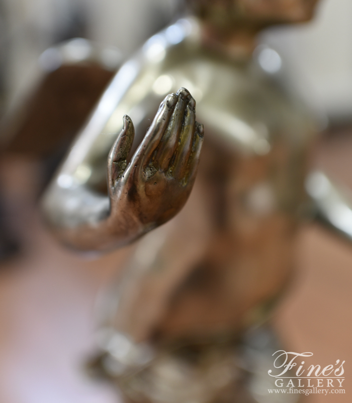 Bronze Statues  - Silver Bronze Boy Candelabra - BS-1613