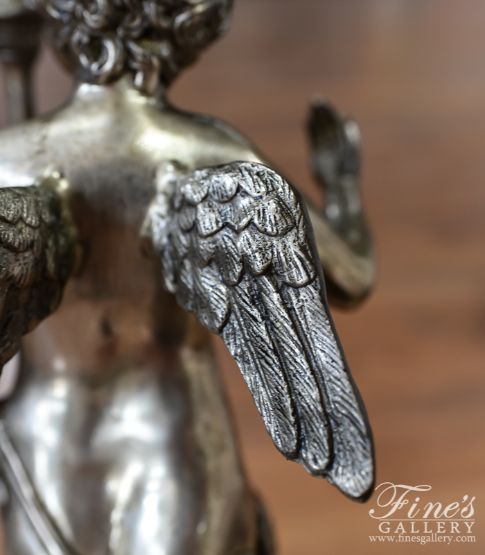 Bronze Statues  - Silver Bronze Boy Candelabra - BS-1613