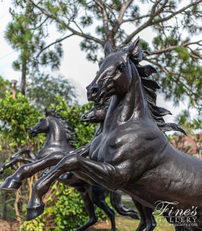 Bronze Statues  - Four Rearing Horses In Bronze - BS-1624