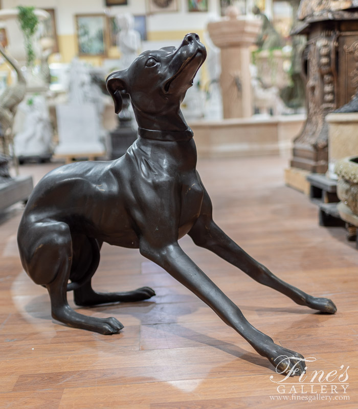 Bronze Statues  - Vintage Playful Pup Statue In Bronze - BS-1636