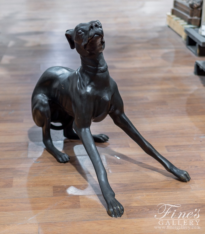 Bronze Statues  - Vintage Playful Pup Statue In Bronze - BS-1636