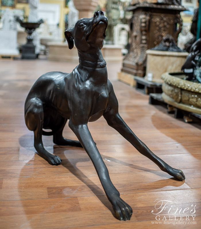 Bronze Statues  - Vintage Playful Pup Statue In Bronze - BS-1636