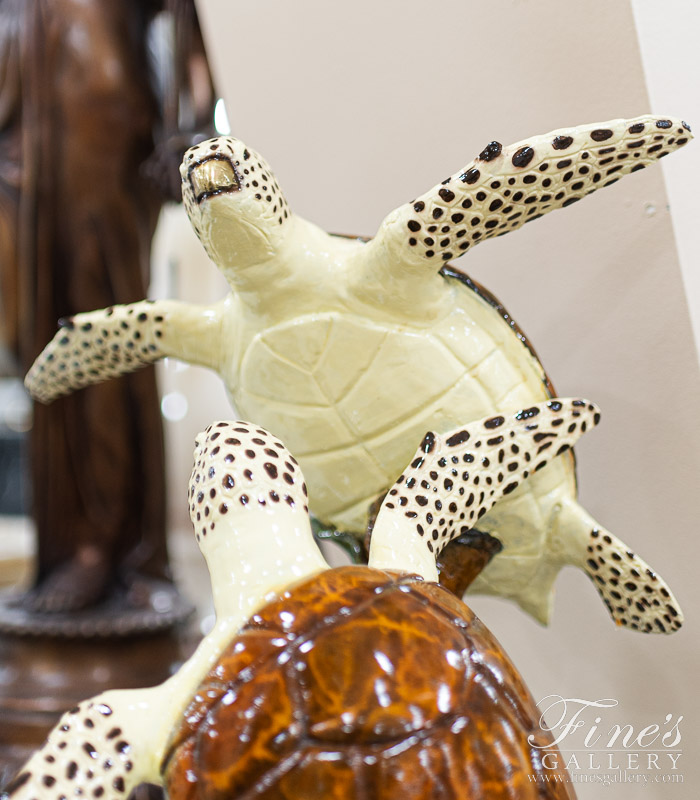 Bronze Statues  - Sea Turtles In Bronze Desktop Size Statue - BS-1693