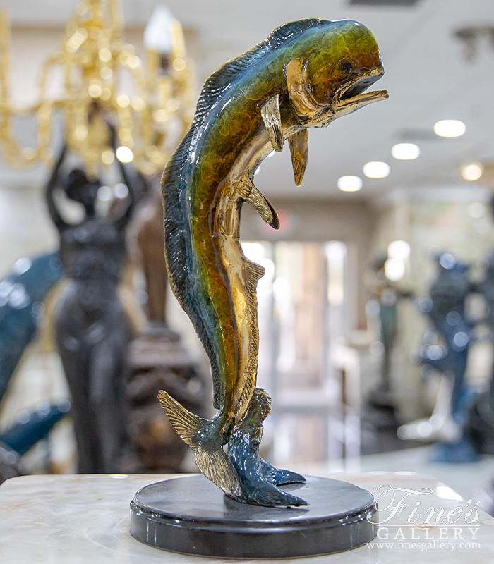 Bronze Statues  - Mahi Mahi Statue In Enameled Bronze - BS-1724